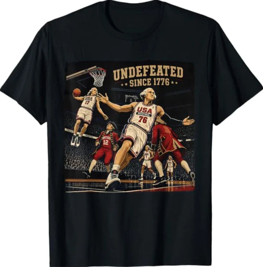4th of July Basketball Undefeated Since 1776 250 Years T-Shirt Unisex T-shirt, Sweatshirt, Hoodie, Long Sleeve Tee - T-Shirt, Sweatshirt, Hoodie