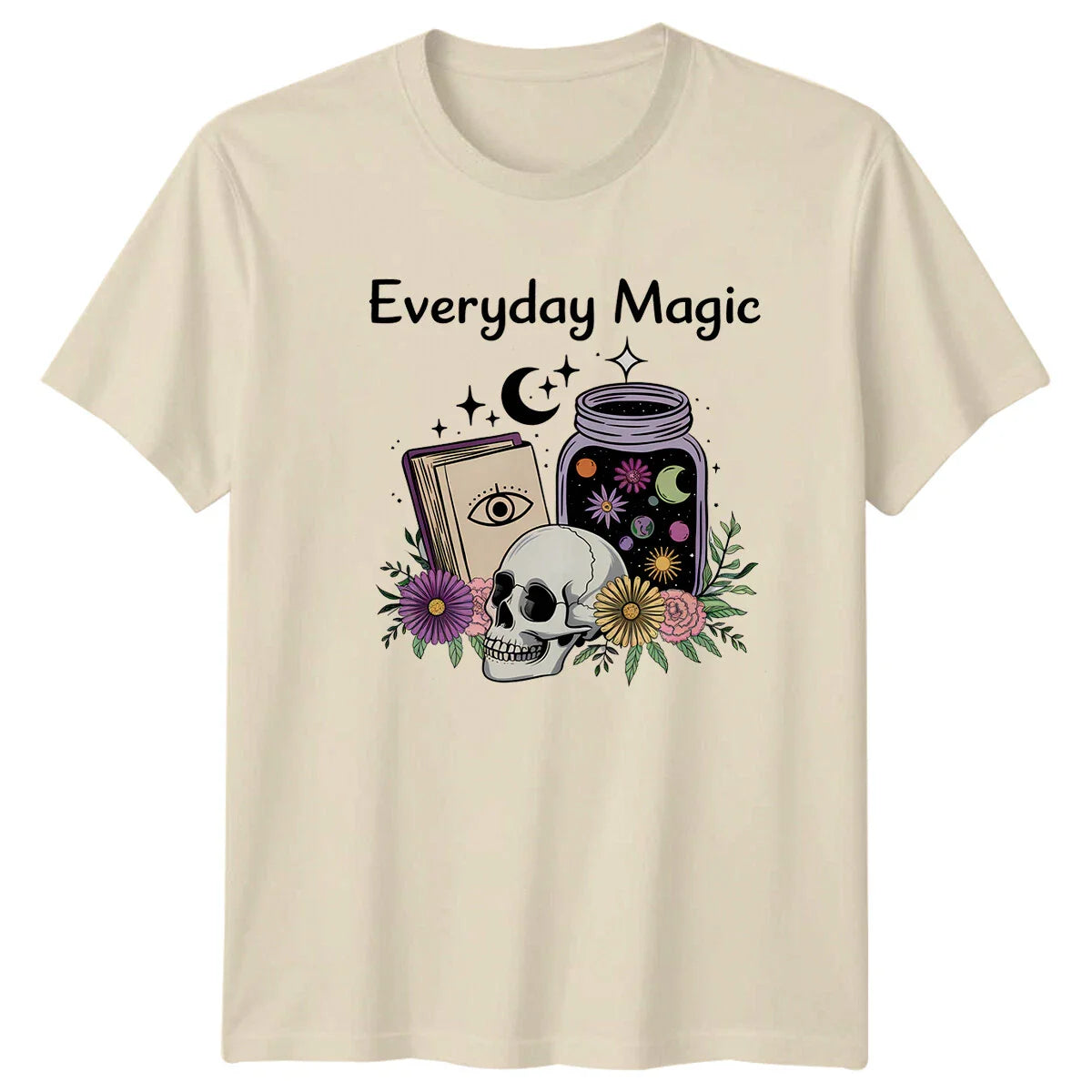 Everyday Magic Boho Skull Book Celestial T-Shirt Unisex T-shirt, Sweatshirt, Hoodie, Long Sleeve Tee - T-Shirt, Sweatshirt, Hoodie