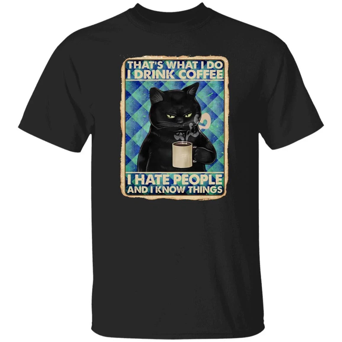 Black Cat I drink coffee Unisex shirt gift sarcastic tee black navy dark heather Unisex T-shirt, Sweatshirt, Hoodie, Long Sleeve Tee - T-Shirt, Sweatshirt, Hoodie
