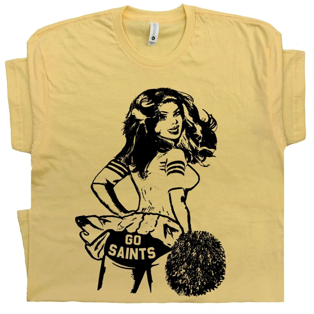 Go Saints T Shirt Vintage Saints Shirt Football Cheerleader Retro Throwback Tee Unisex T-shirt, Sweatshirt, Hoodie, Long Sleeve Tee - T-Shirt, Sweatshirt, Hoodie