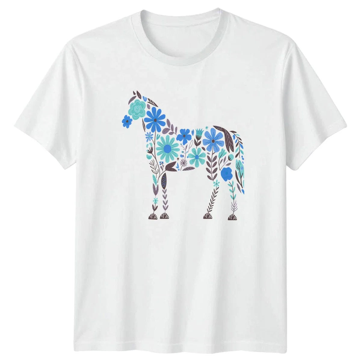 Beautiful Boho Floral Horse Silhouette Womens T-Shirt Floral Horse Birthday Unisex T-shirt, Sweatshirt, Hoodie, Long Sleeve Tee - T-Shirt, Sweatshirt, Hoodie