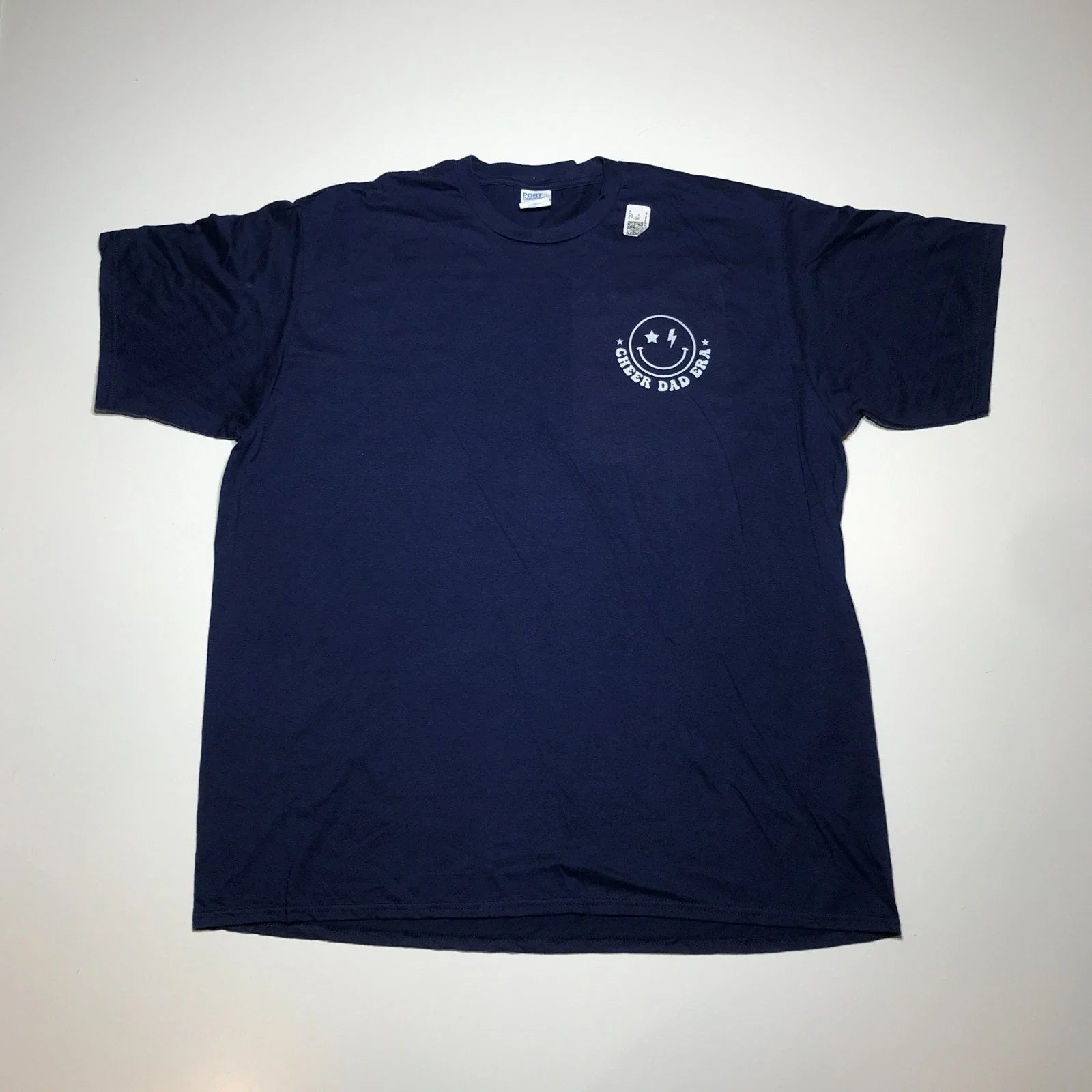 Port & Co. Mens 2XL "In My Cheer Dad Era" in Navy Blue Retro Y2K Print T-Shirt Unisex T-shirt, Sweatshirt, Hoodie, Long Sleeve Tee - T-Shirt, Sweatshirt, Hoodie