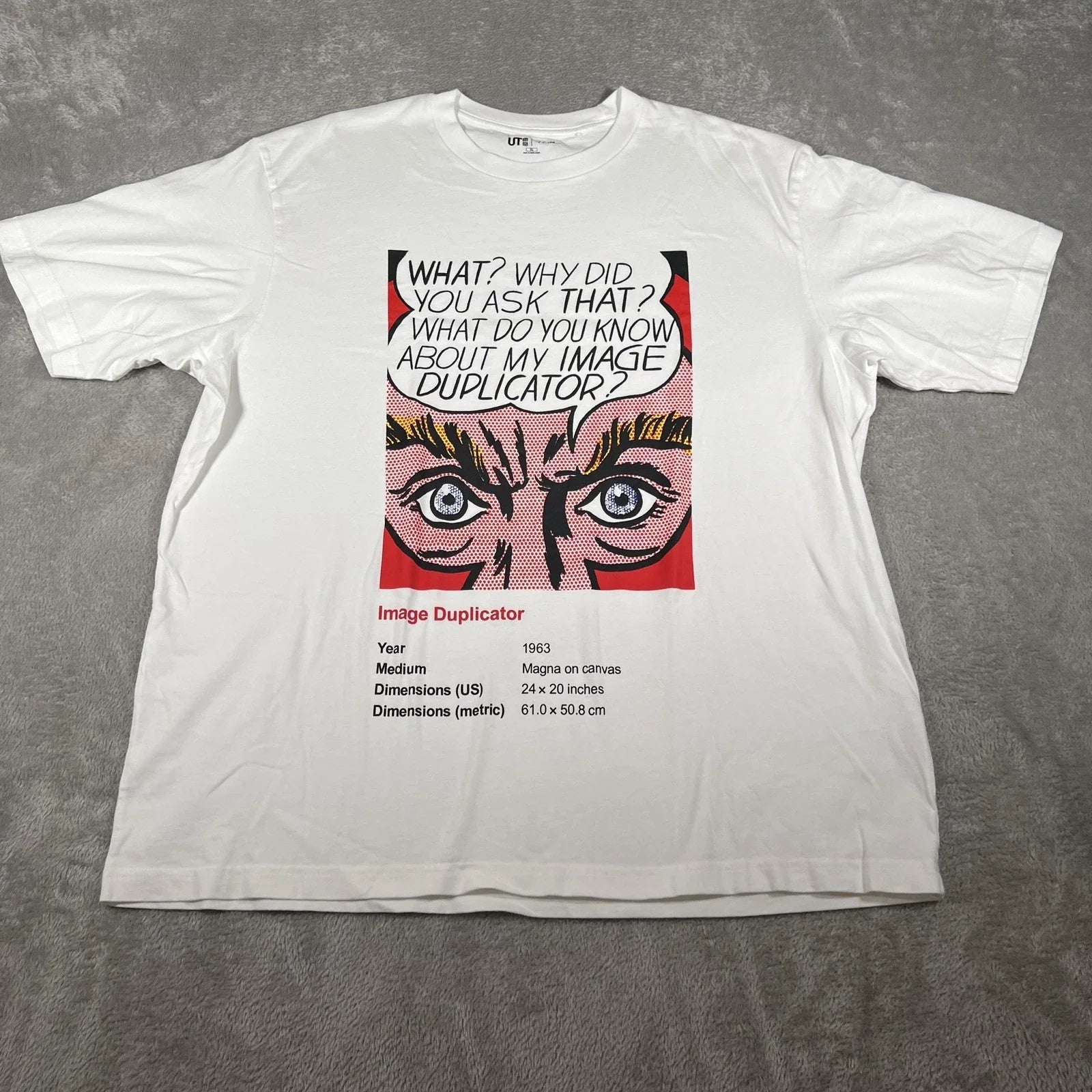 Roy Lichtenstein x Uniqlo Tee Mens XL White Image Duplicator UT Pop Art Unisex T-shirt, Sweatshirt, Hoodie, Long Sleeve Tee - T-Shirt, Sweatshirt, Hoodie