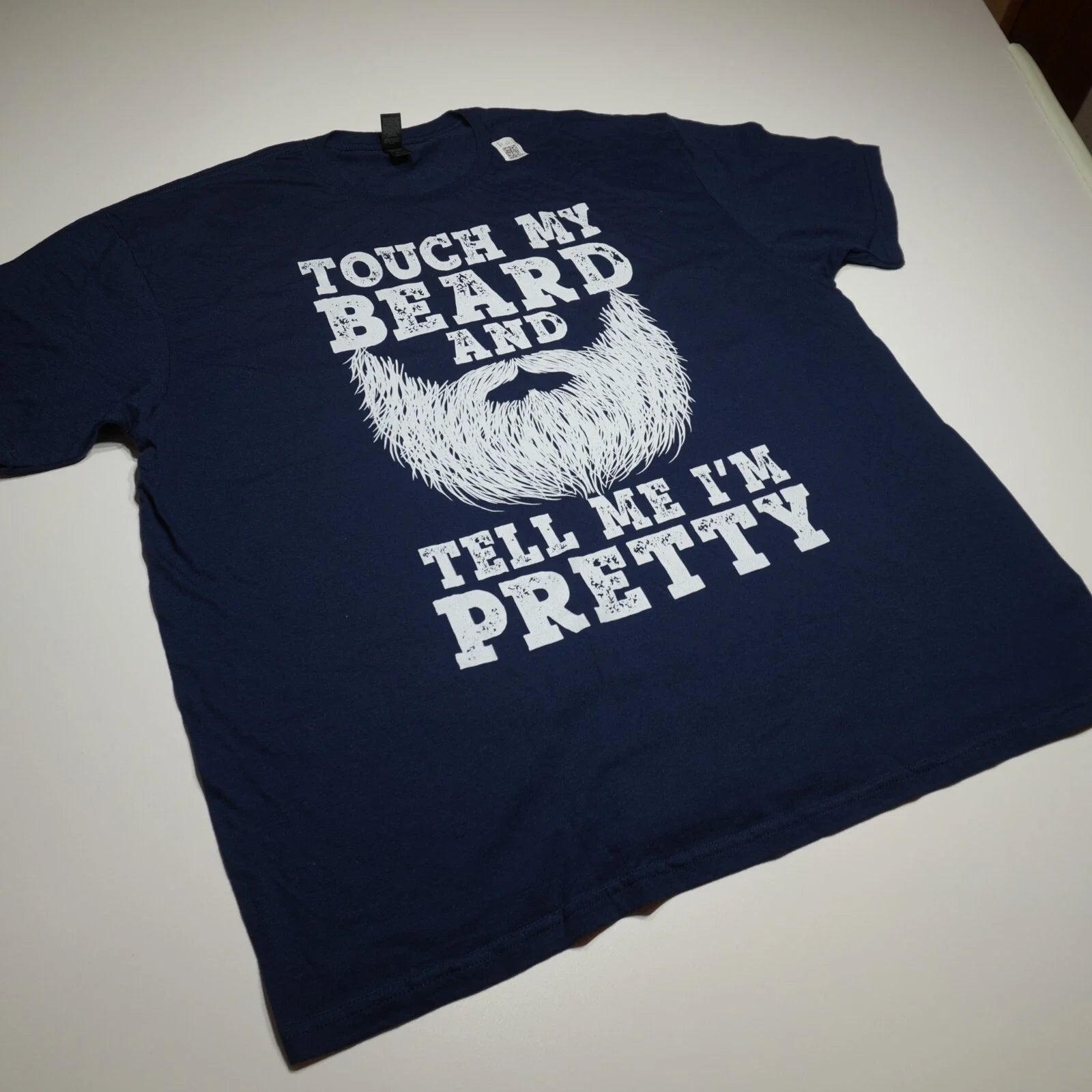 Gildan T-Shirt Mens 2XL "Touch My Beard And Tell Me I'm Pretty" Softstyle Navy Unisex T-shirt, Sweatshirt, Hoodie, Long Sleeve Tee - T-Shirt, Sweatshirt, Hoodie