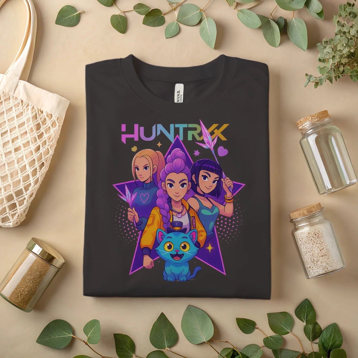 HUNTRX Anime Graphic T-Shirt  Cute KPOP Inspired Cartoon Girls & Cat Tee A275 Unisex T-shirt, Sweatshirt, Hoodie, Long Sleeve Tee - T-Shirt, Sweatshirt, Hoodie