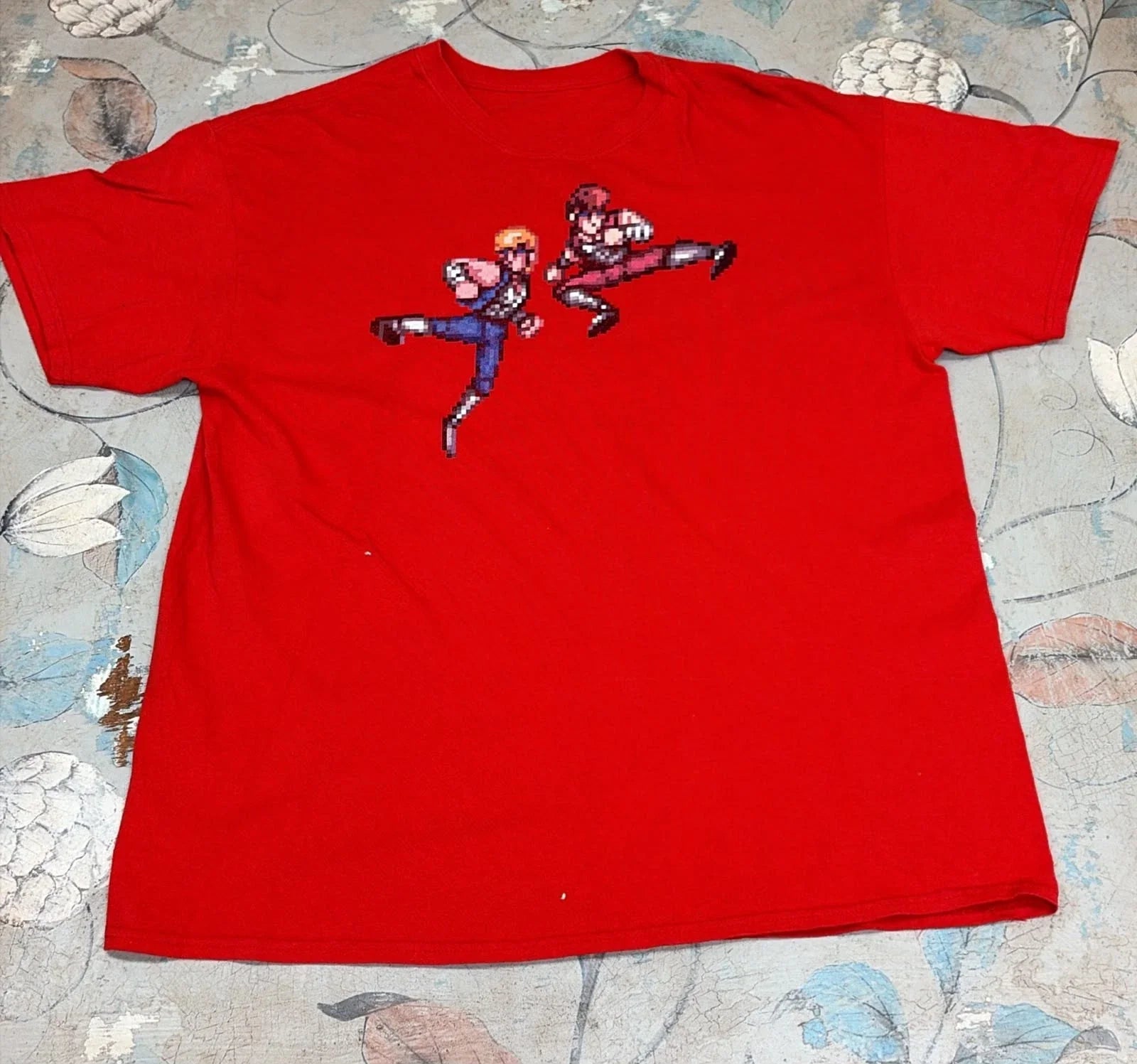 Red Graphic Tee Streets of Rage Pixel Art Double Dragon Style medium Unisex T-shirt, Sweatshirt, Hoodie, Long Sleeve Tee - T-Shirt, Sweatshirt, Hoodie