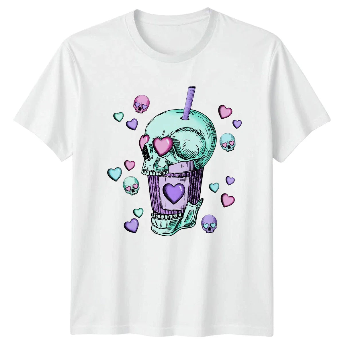 Pastel Goth Valentines Skull Drink T-Shirt Kawaii Goth Alternative Fashion Unisex T-shirt, Sweatshirt, Hoodie, Long Sleeve Tee - T-Shirt, Sweatshirt, Hoodie