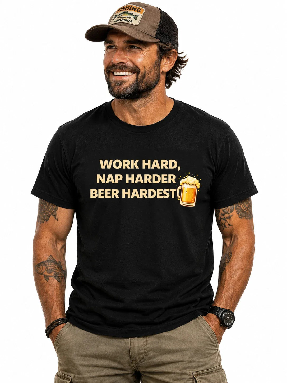 Work Hard Nap Harder Beer Hardest T-Shirt | Funny Beer Emoji Tee Unisex T-shirt, Sweatshirt, Hoodie, Long Sleeve Tee - T-Shirt, Sweatshirt, Hoodie