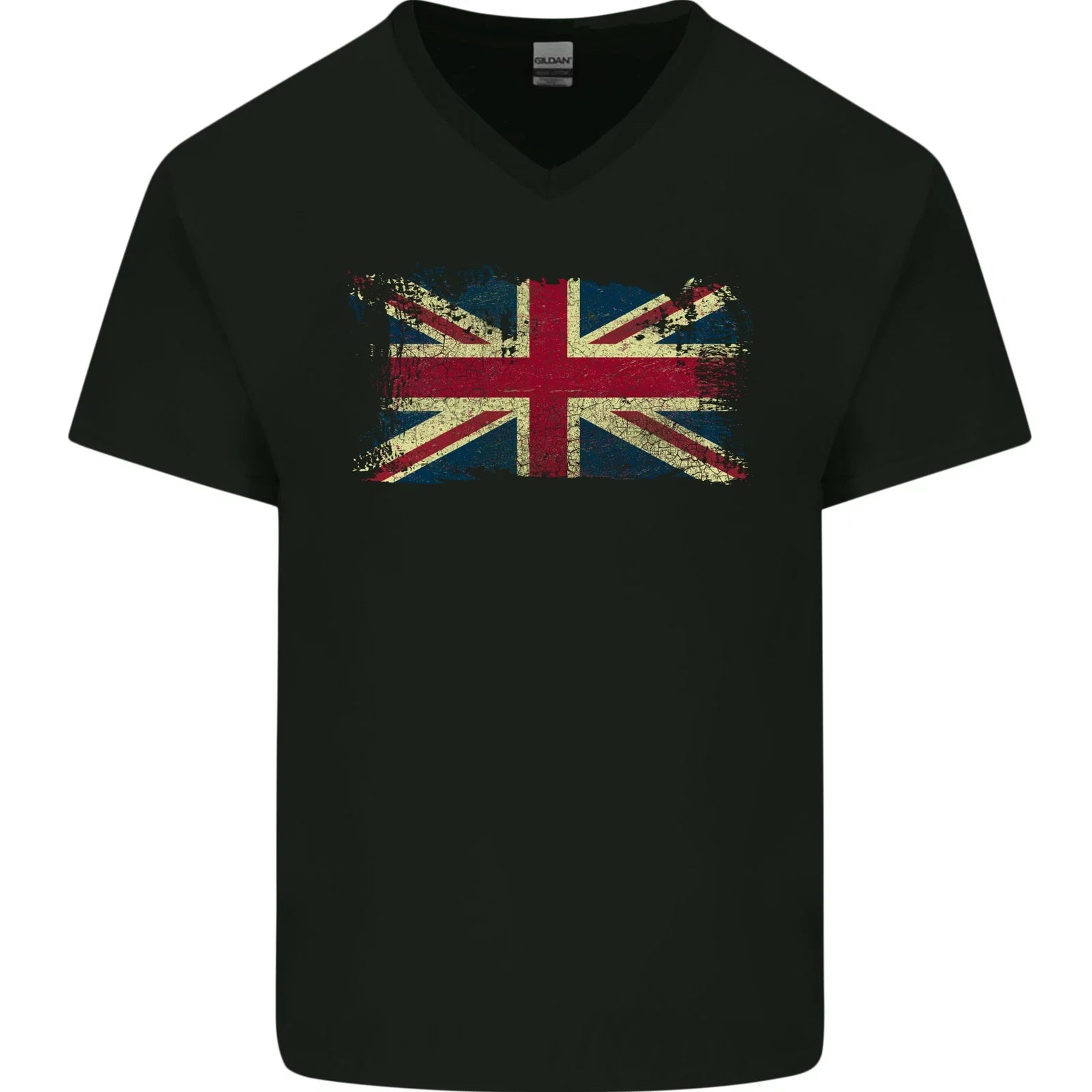 Distressed Great Britain Flag Union Jack UK Mens V-Neck Cotton T-Shirt Unisex T-shirt, Sweatshirt, Hoodie, Long Sleeve Tee - T-Shirt, Sweatshirt, Hoodie