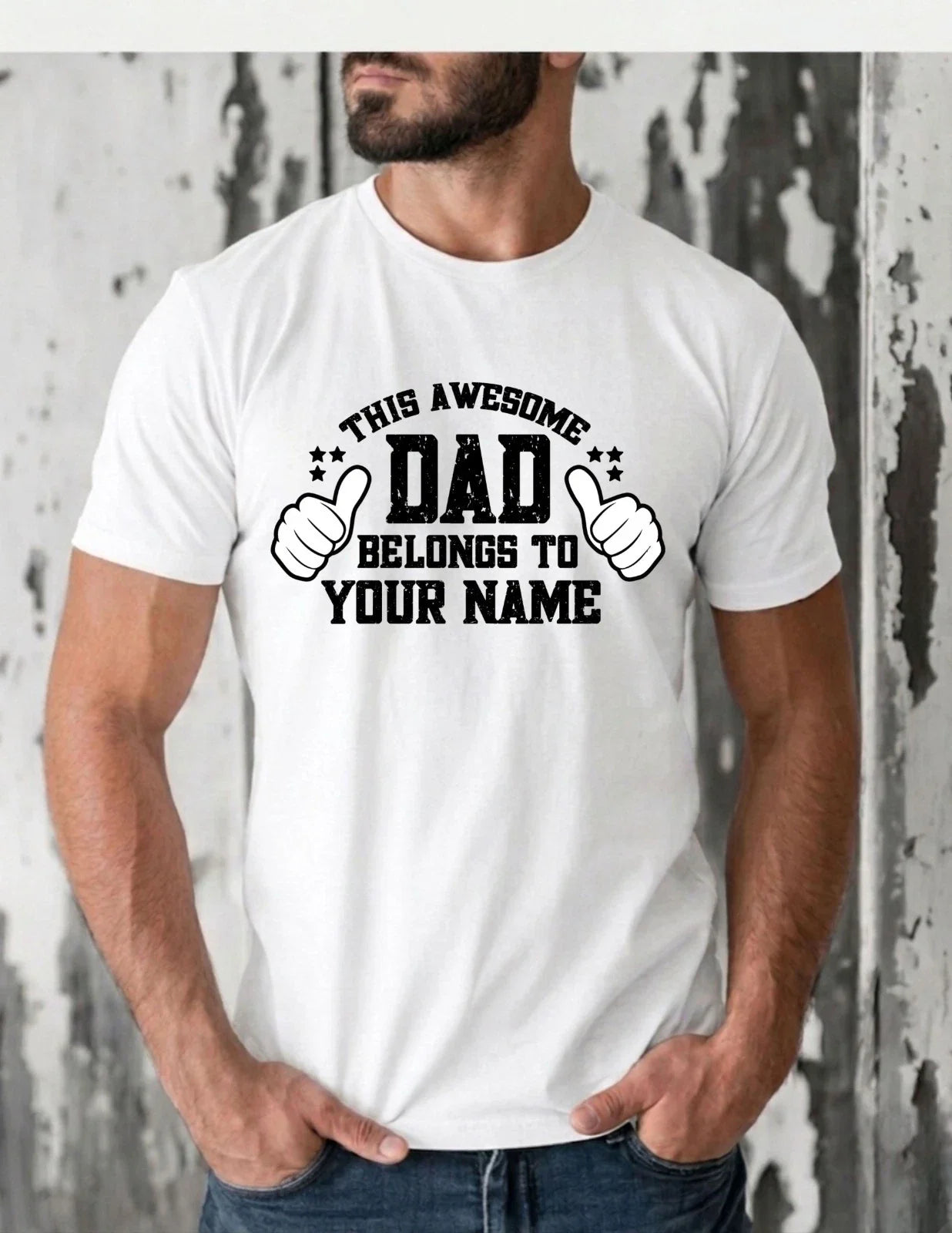 Personalized This Awesome Dad Belongs To T-Shirt - Custom Kids Name Tee Gift Unisex T-shirt, Sweatshirt, Hoodie, Long Sleeve Tee - T-Shirt, Sweatshirt, Hoodie