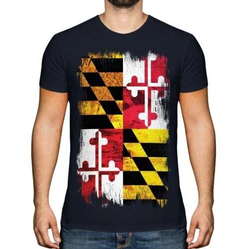 MARYLAND STATE GRUNGE FLAG MENS T-SHIRT TEE TOP MARYLANDER SHIRT JERSEY GIFT Unisex T-shirt, Sweatshirt, Hoodie, Long Sleeve Tee - T-Shirt, Sweatshirt, Hoodie