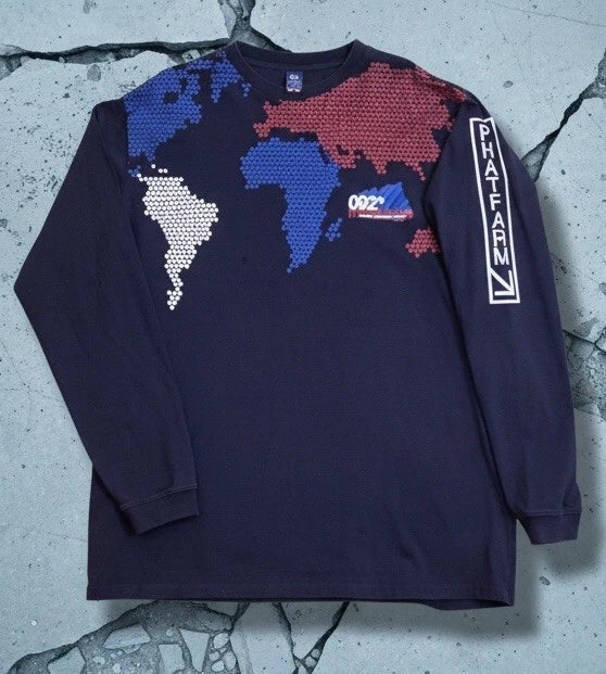 Phat Farm Y2K Mens Puff Print Red White Blue Crew Neck Long Sleeve T-shirt 1XL Unisex T-shirt, Sweatshirt, Hoodie, Long Sleeve Tee - T-Shirt, Sweatshirt, Hoodie