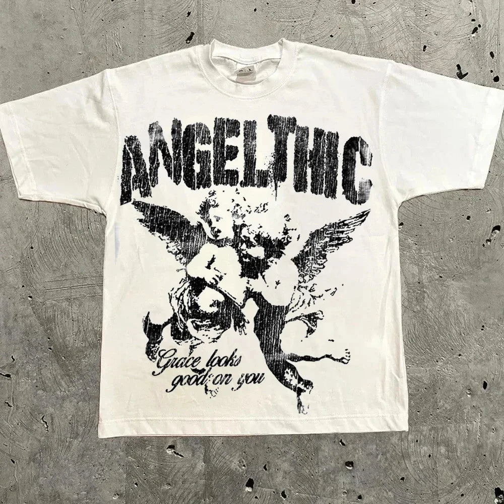 Angel Thic Wings God Mens Y2K Graphic T Shirt Streetwear Cotton Tee S-3XL Unisex T-shirt, Sweatshirt, Hoodie, Long Sleeve Tee - T-Shirt, Sweatshirt, Hoodie
