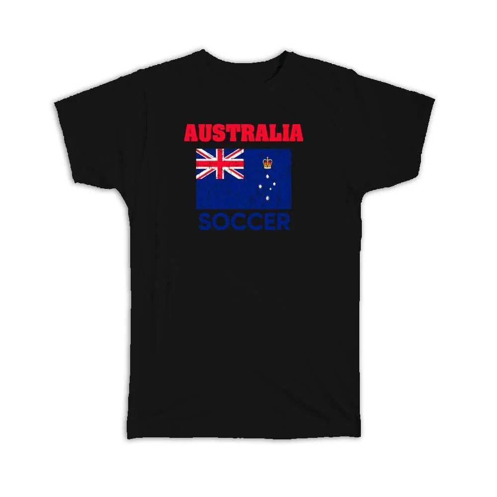 Gift T-Shirt : Australia Distressed Flag Soccer Football Team Australian Country Unisex T-shirt, Sweatshirt, Hoodie, Long Sleeve Tee - T-Shirt, Sweatshirt, Hoodie