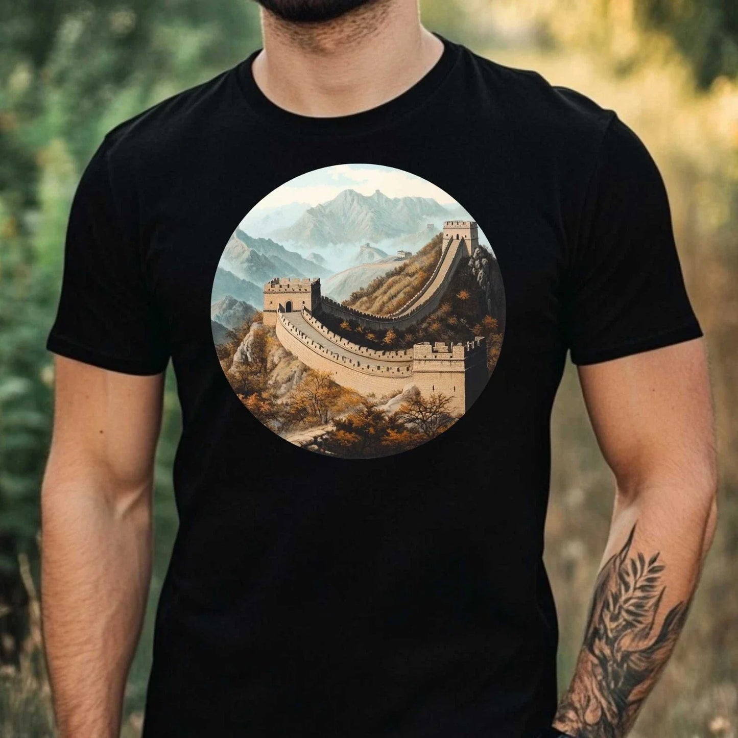 Mens Great Wall of China Motif Cotton T-Shirt Size XS to 5XL Unisex T-shirt, Sweatshirt, Hoodie, Long Sleeve Tee - T-Shirt, Sweatshirt, Hoodie