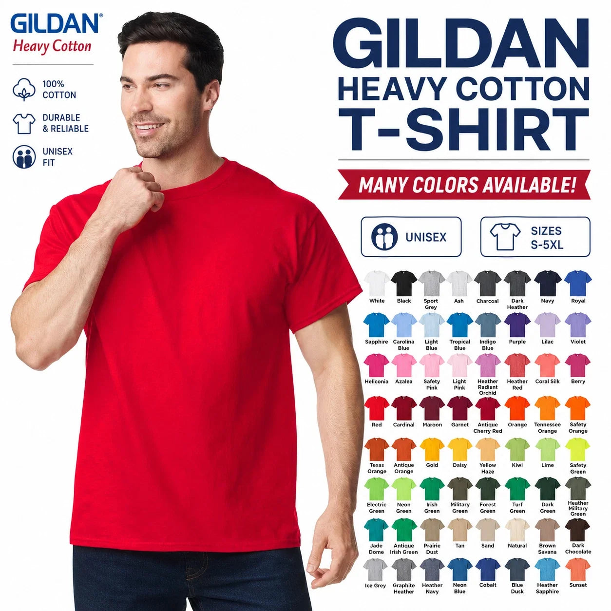Gildan Mens Plain T Shirts Solid Cotton Short Sleeve Blank Tee Top Shirts G500 Unisex T-shirt, Sweatshirt, Hoodie, Long Sleeve Tee - T-Shirt, Sweatshirt, Hoodie