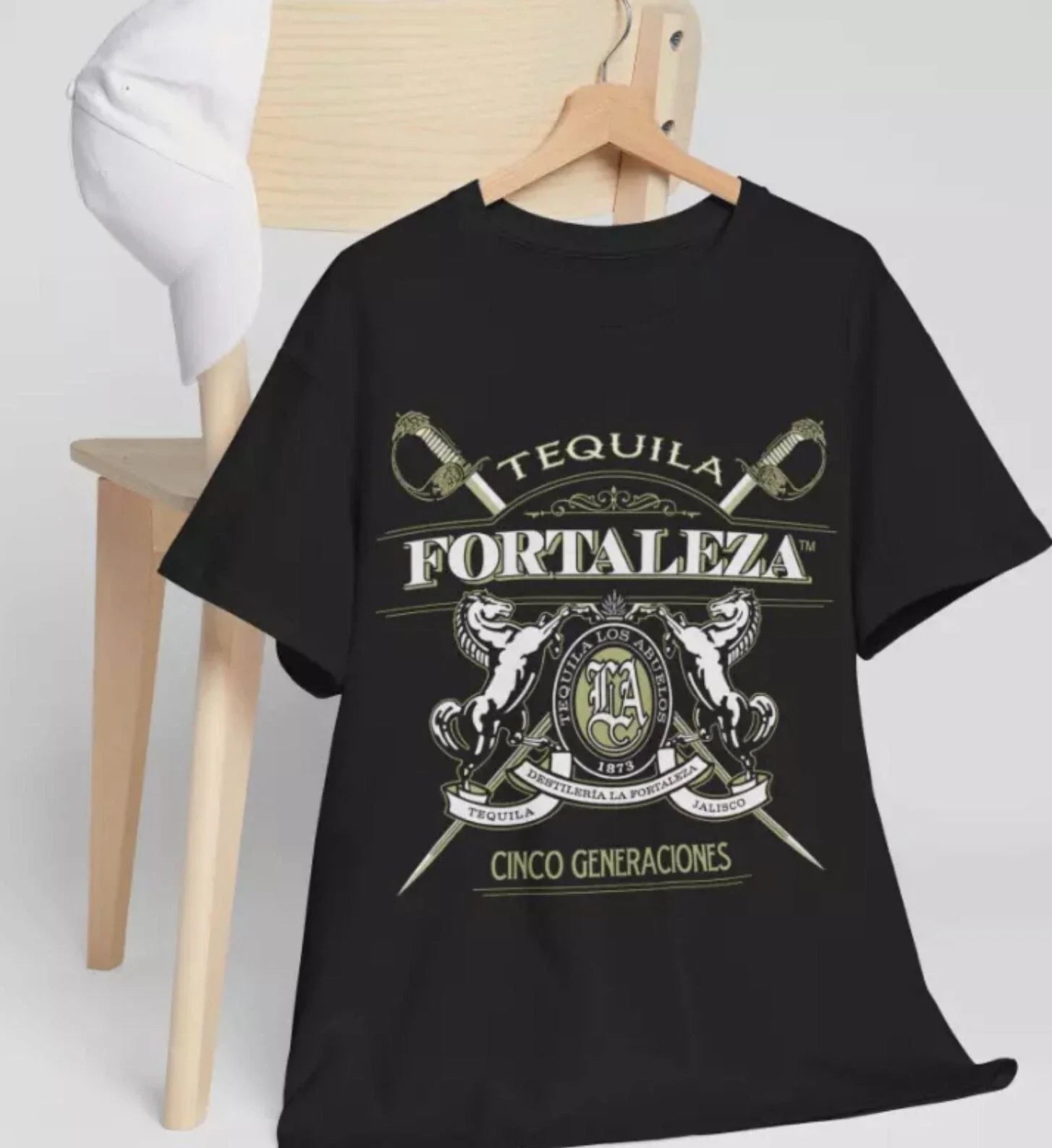 Soft Cotton T-Shirt. Fortaleza, Mexican Tequilar, Black, size S-5XL Unisex T-shirt, Sweatshirt, Hoodie, Long Sleeve Tee - T-Shirt, Sweatshirt, Hoodie