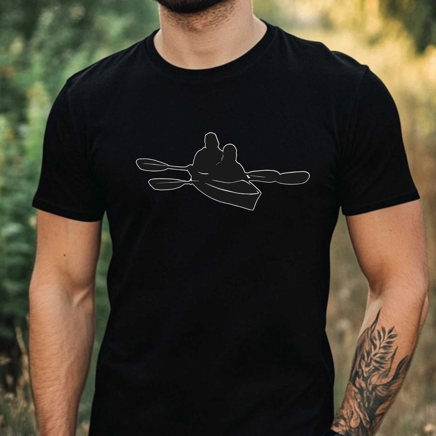 Mens Kayak Canoe Nature Motif Cotton T-Shirt Size XS to 5XL Unisex T-shirt, Sweatshirt, Hoodie, Long Sleeve Tee - T-Shirt, Sweatshirt, Hoodie