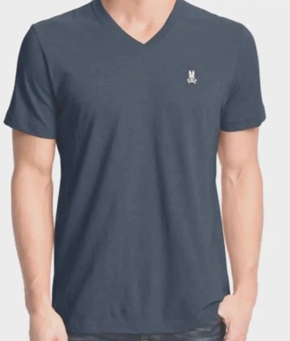 Psycho Bunny Men's Gray Heathered V Neck Short Sleeve Bunny Logo T Shirt 4 US Sm Unisex T-shirt, Sweatshirt, Hoodie, Long Sleeve Tee - T-Shirt, Sweatshirt, Hoodie
