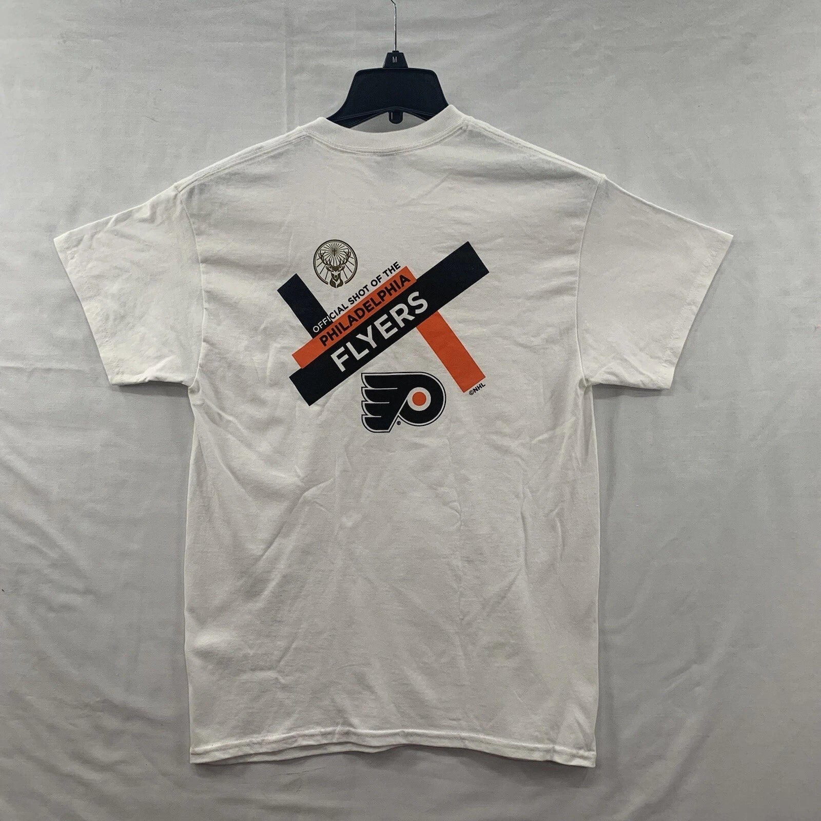 Jegermeister Official Shot of the Philadelphia Flyers Graphic T-SHIRT White M Unisex T-shirt, Sweatshirt, Hoodie, Long Sleeve Tee - T-Shirt, Sweatshirt, Hoodie