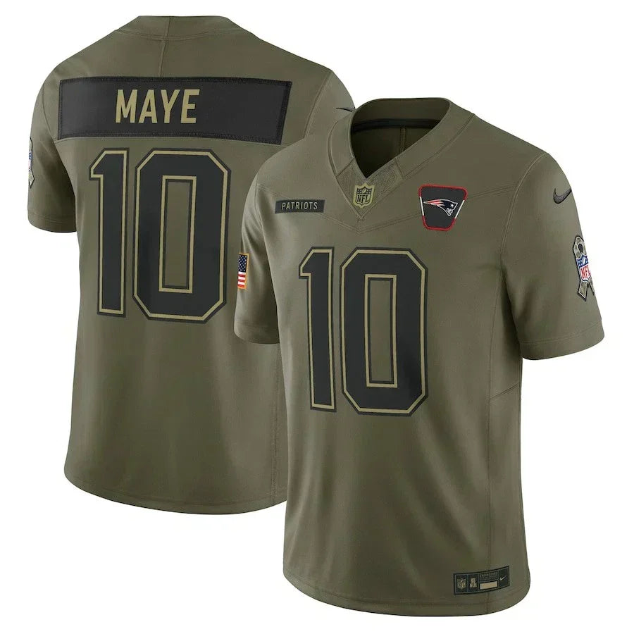 New England Patriots Drake Maye 2025 Salute To Service NFL Limited Jersey football jersey product view 1