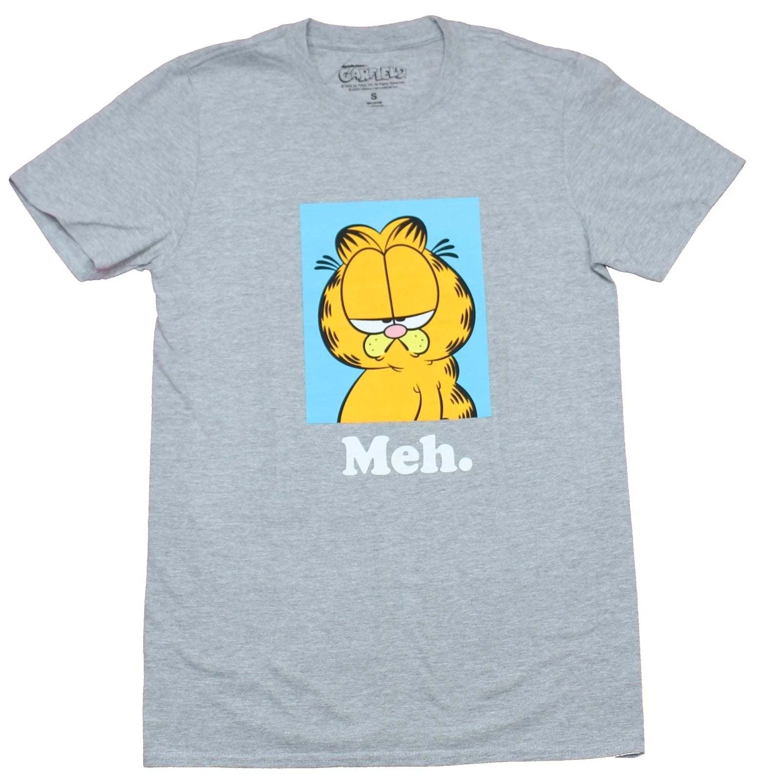 Garfield Adult New T-Shirt  -  Meh. Garfield Box face Pic Unisex T-shirt, Sweatshirt, Hoodie, Long Sleeve Tee - T-Shirt, Sweatshirt, Hoodie