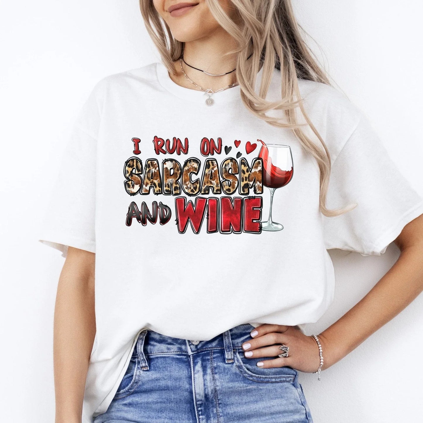 I run on sarcasm and wine T-Shirt Sarcastic wine lover Unisex Tee Sand White Spo Unisex T-shirt, Sweatshirt, Hoodie, Long Sleeve Tee - T-Shirt, Sweatshirt, Hoodie