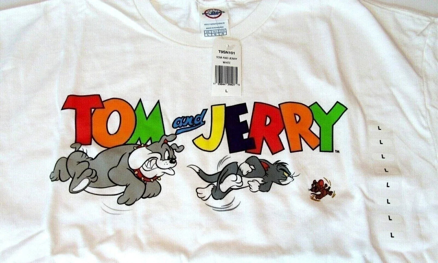 Tom and Jerry White T-Shirt ~ Large ~ cat & mouse Cartoon w/ bull dog Spike Unisex T-shirt, Sweatshirt, Hoodie, Long Sleeve Tee - T-Shirt, Sweatshirt, Hoodie