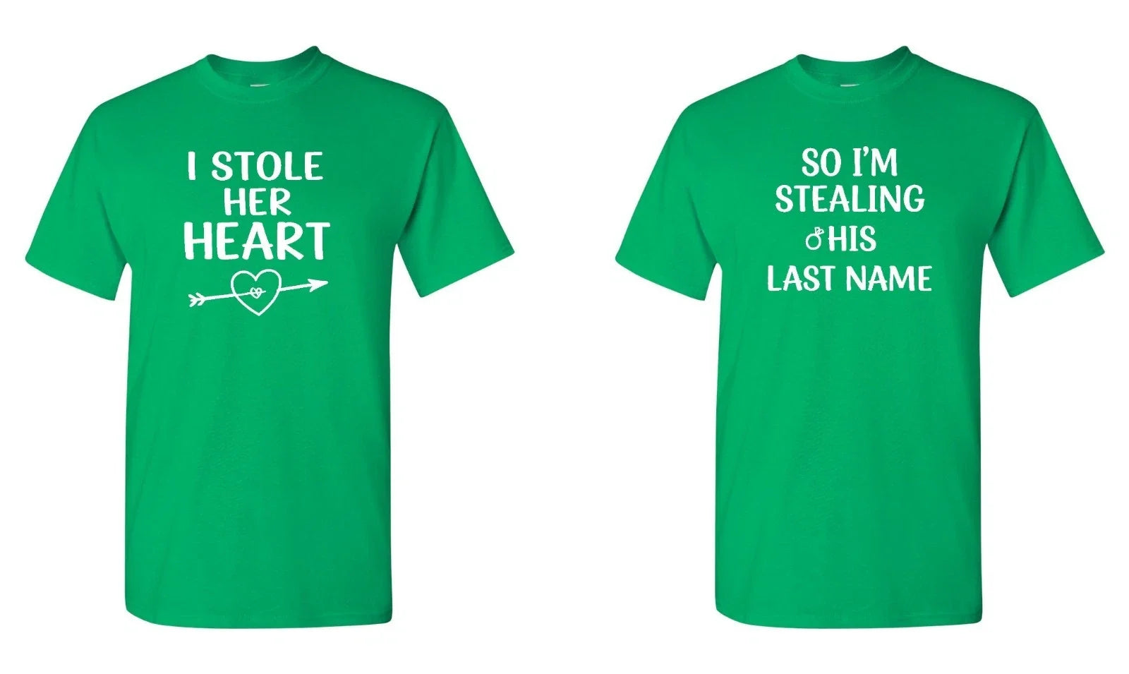 Couple Matching Shirt Set I Stole Her Heart So I'm Stealing His Last Name Gift Unisex T-shirt, Sweatshirt, Hoodie, Long Sleeve Tee - T-Shirt, Sweatshirt, Hoodie