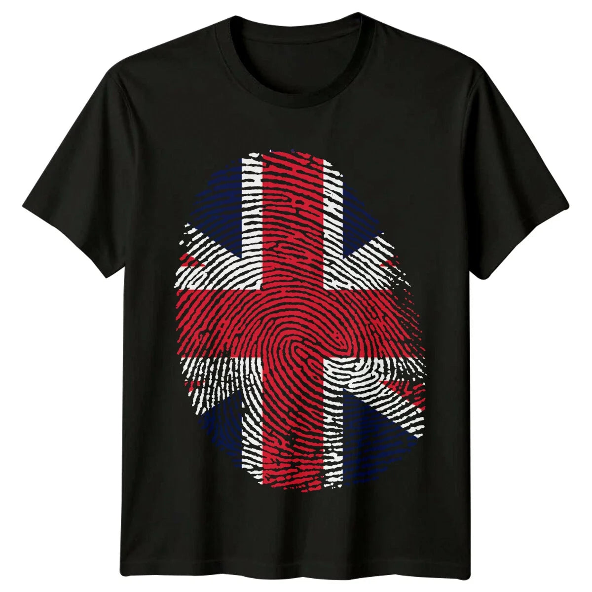 British Flag Fingerprint Mens T-Shirt Union Jack UK Patriotic Tee Unisex T-shirt, Sweatshirt, Hoodie, Long Sleeve Tee - T-Shirt, Sweatshirt, Hoodie