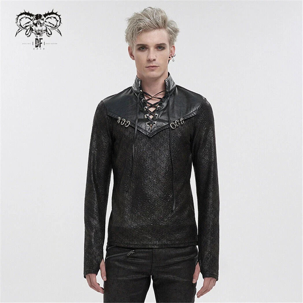 Devil Fashion Man Black Gothic Punk Daily Wear Long Sleeve Drawstring T-shirt Unisex T-shirt, Sweatshirt, Hoodie, Long Sleeve Tee - T-Shirt, Sweatshirt, Hoodie