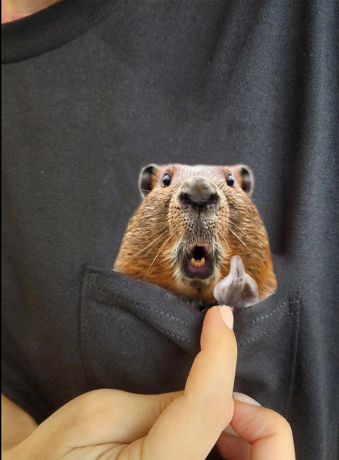 Beaver Shirt - Humor Beaver Hidden Middle Finger Pocket - Beaver T-shirt Unique Unisex T-shirt, Sweatshirt, Hoodie, Long Sleeve Tee - T-Shirt, Sweatshirt, Hoodie
