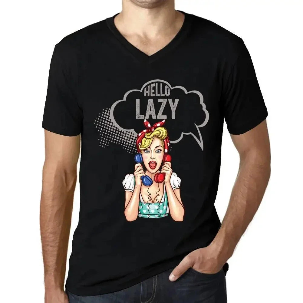 Mens Hello Lazy T-Shirt - Hello Lazy - Funny Graphic Print T-Shirt Unisex T-shirt, Sweatshirt, Hoodie, Long Sleeve Tee - T-Shirt, Sweatshirt, Hoodie