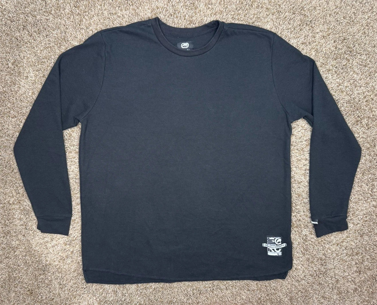 Y2K Ecko Unltd Raw Uncut Thermal Shirt Men Size 3XL Waffle Knit Black Grunge L/S Unisex T-shirt, Sweatshirt, Hoodie, Long Sleeve Tee - T-Shirt, Sweatshirt, Hoodie