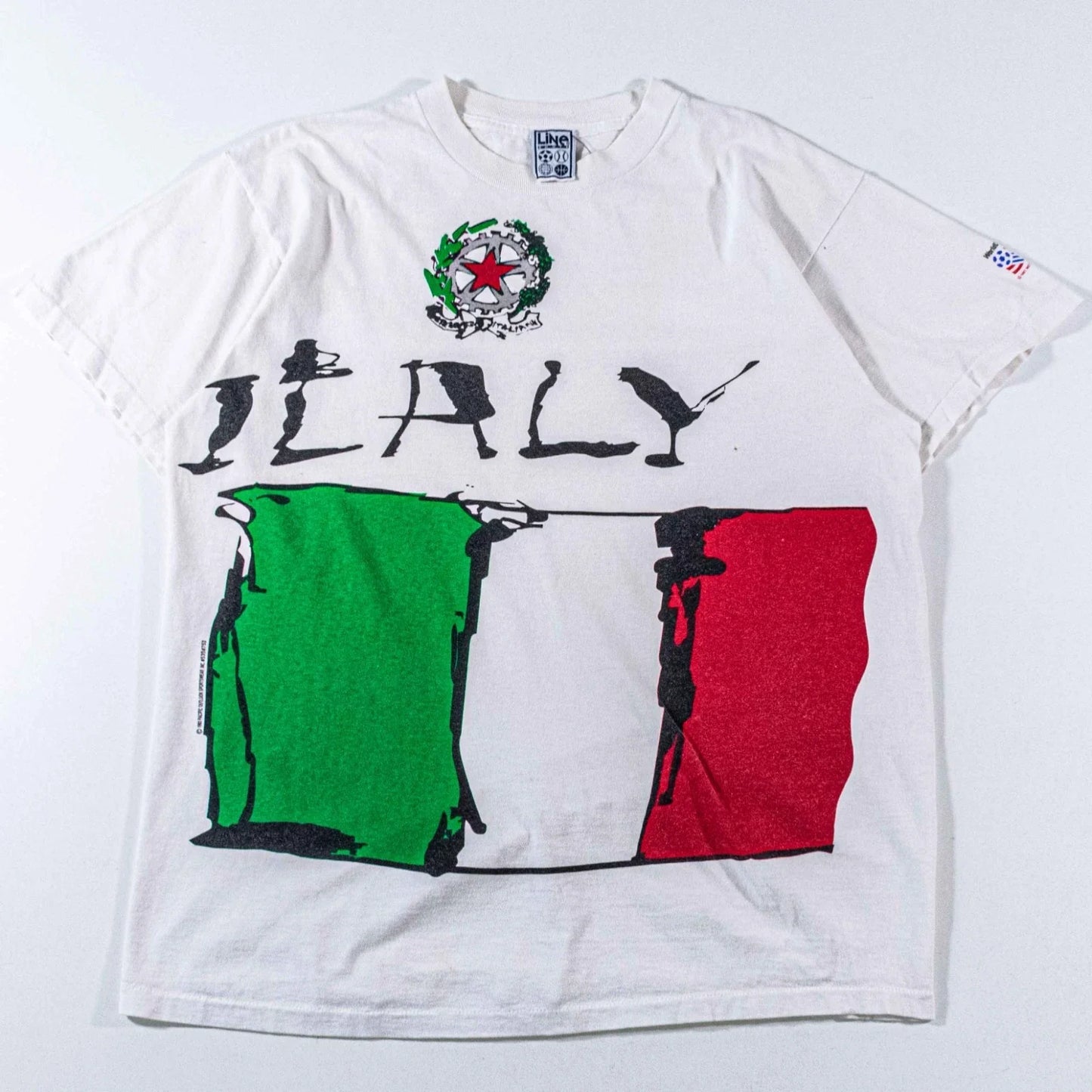 Vintage Line Shots 1994 World Cup Italy T-Shirt Large 90s Big Print Soccer VTG Unisex T-shirt, Sweatshirt, Hoodie, Long Sleeve Tee - T-Shirt, Sweatshirt, Hoodie