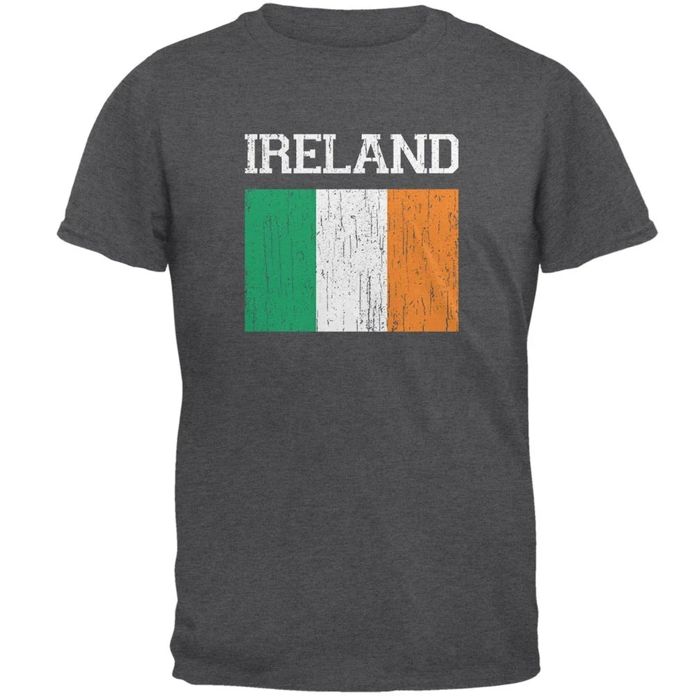 World Cup Distressed Flag Ireland Dark Heather Adult T-Shirt Unisex T-shirt, Sweatshirt, Hoodie, Long Sleeve Tee - T-Shirt, Sweatshirt, Hoodie