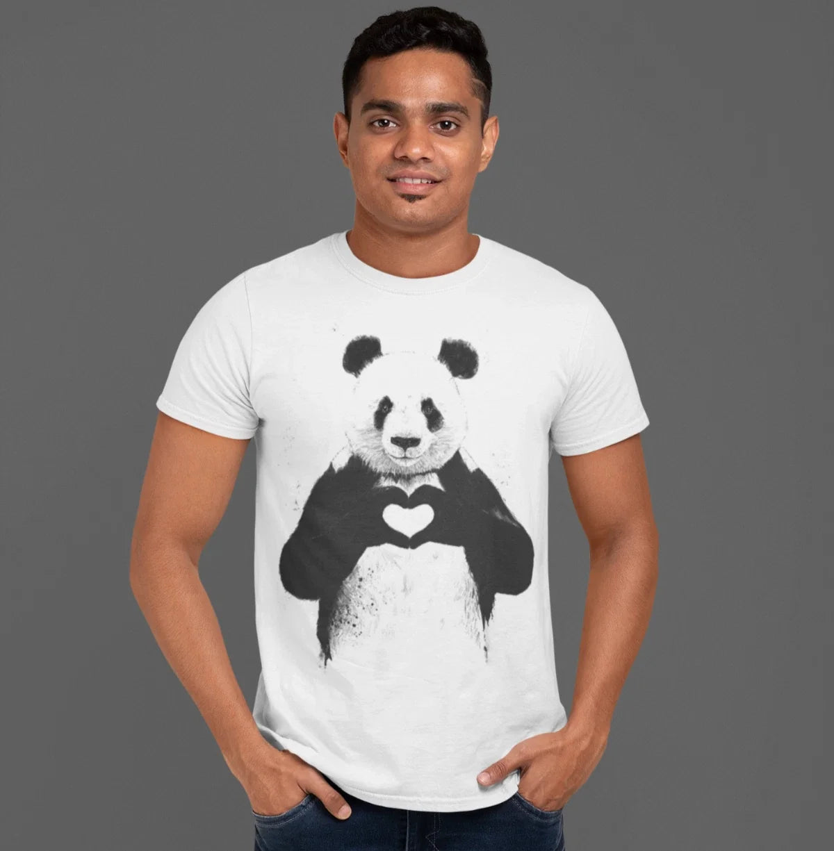 Men's Short Sleeve T-Shirt White, LOVE PANDA Unisex T-shirt, Sweatshirt, Hoodie, Long Sleeve Tee - T-Shirt, Sweatshirt, Hoodie