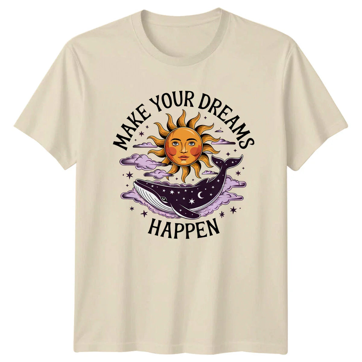 Make Your Dreams Happen Whale Sun Celestial Boho T-Shirt Unisex T-shirt, Sweatshirt, Hoodie, Long Sleeve Tee - T-Shirt, Sweatshirt, Hoodie