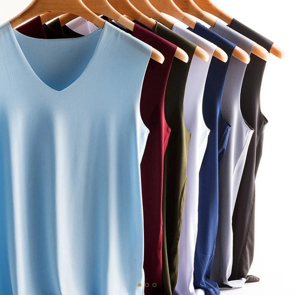 Fashionable Simple Style Men Ice Silk Vest Halter Neck Design Lightweight Fabric Unisex T-shirt, Sweatshirt, Hoodie, Long Sleeve Tee - T-Shirt, Sweatshirt, Hoodie