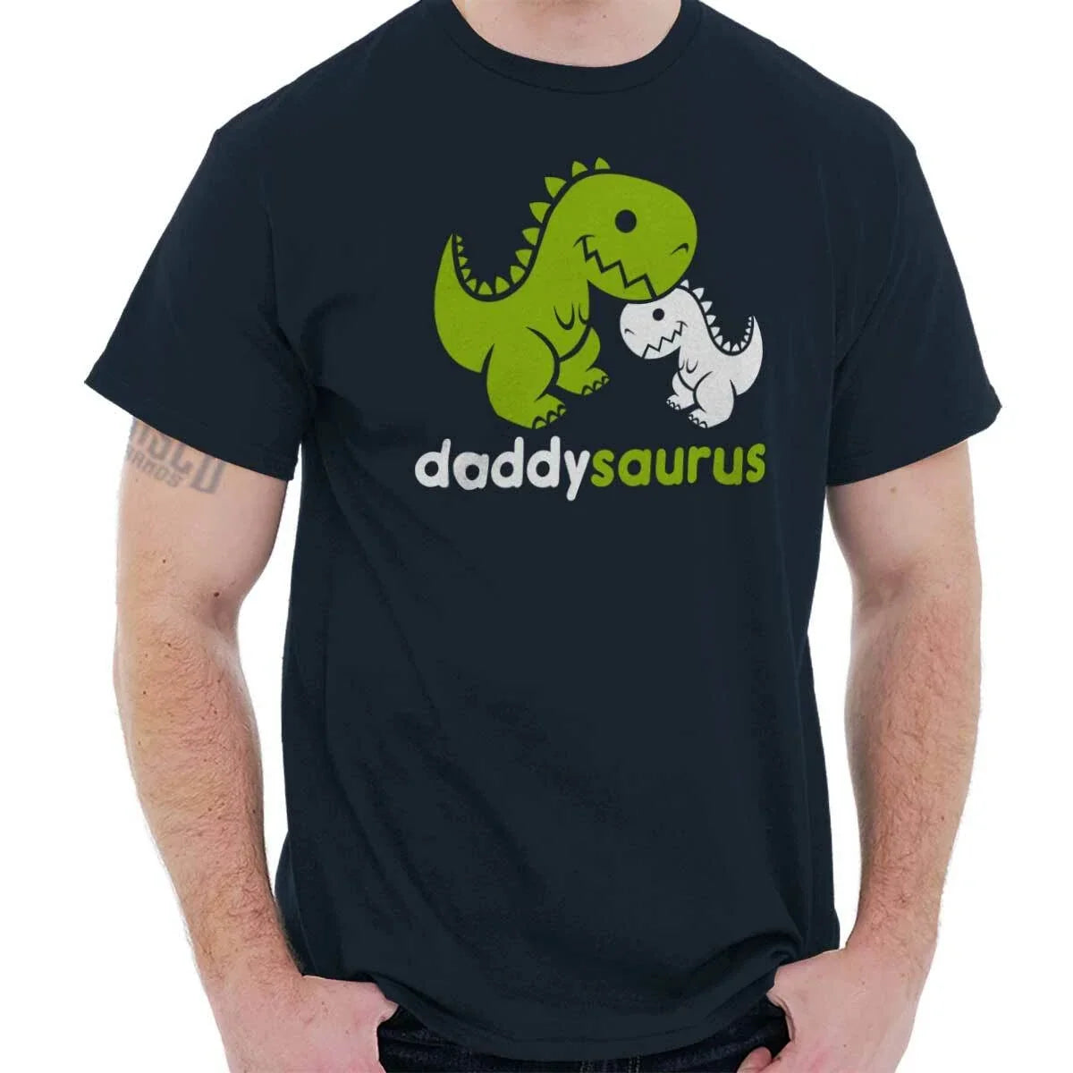 Father's Day Daddysaurus Dad Dinosaur Pun Mens Casual Crewneck T Shirts Tees Unisex T-shirt, Sweatshirt, Hoodie, Long Sleeve Tee - T-Shirt, Sweatshirt, Hoodie