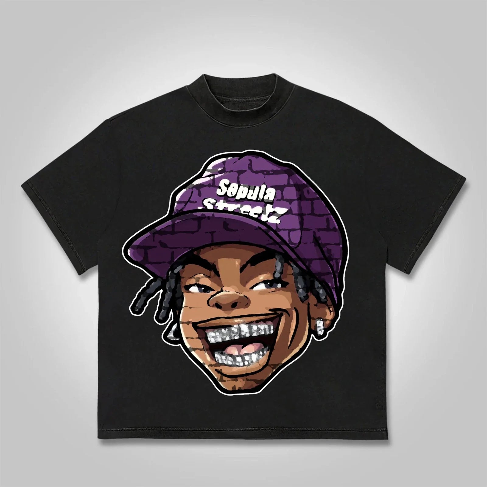 Cartoon Grillz Hat Mens Y2K Graphic T Shirt Streetwear Cotton Tee S-3XL Unisex T-shirt, Sweatshirt, Hoodie, Long Sleeve Tee - T-Shirt, Sweatshirt, Hoodie