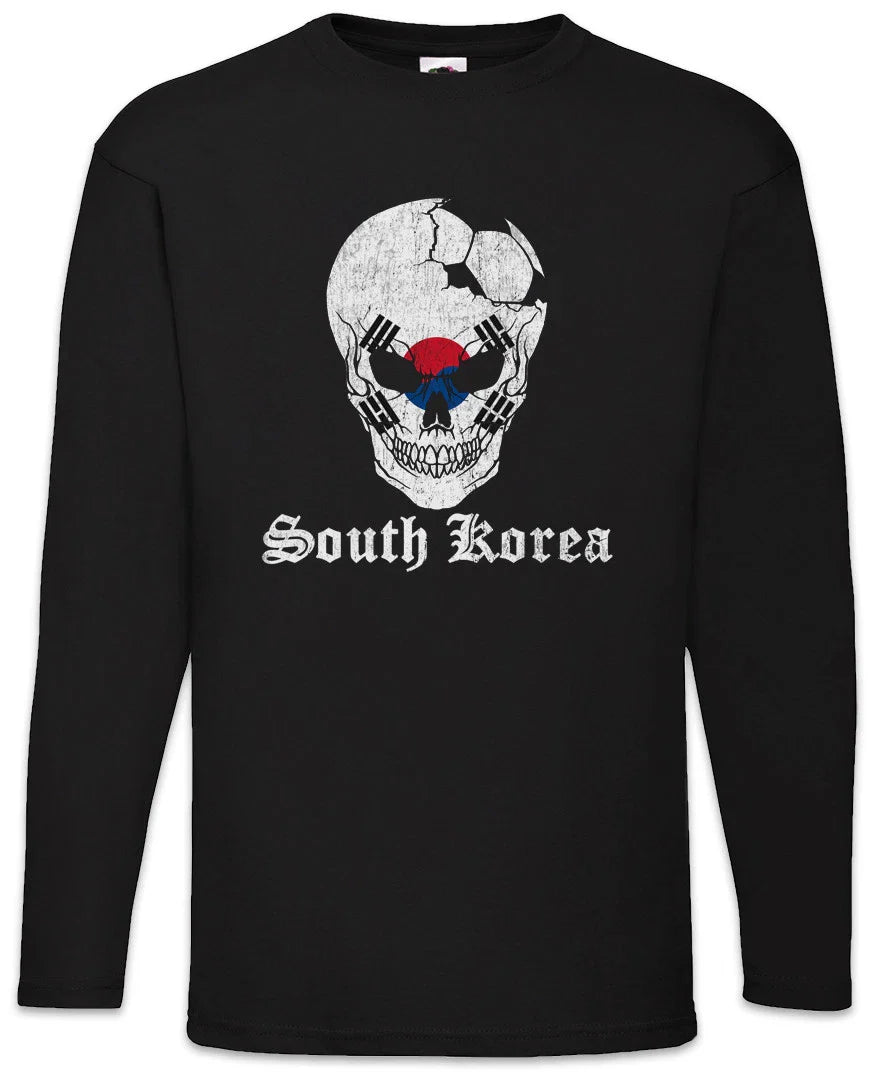 South Korea Football Skull I Men Long Sleeve T-Shirt Soccer Flag World Unisex T-shirt, Sweatshirt, Hoodie, Long Sleeve Tee - T-Shirt, Sweatshirt, Hoodie