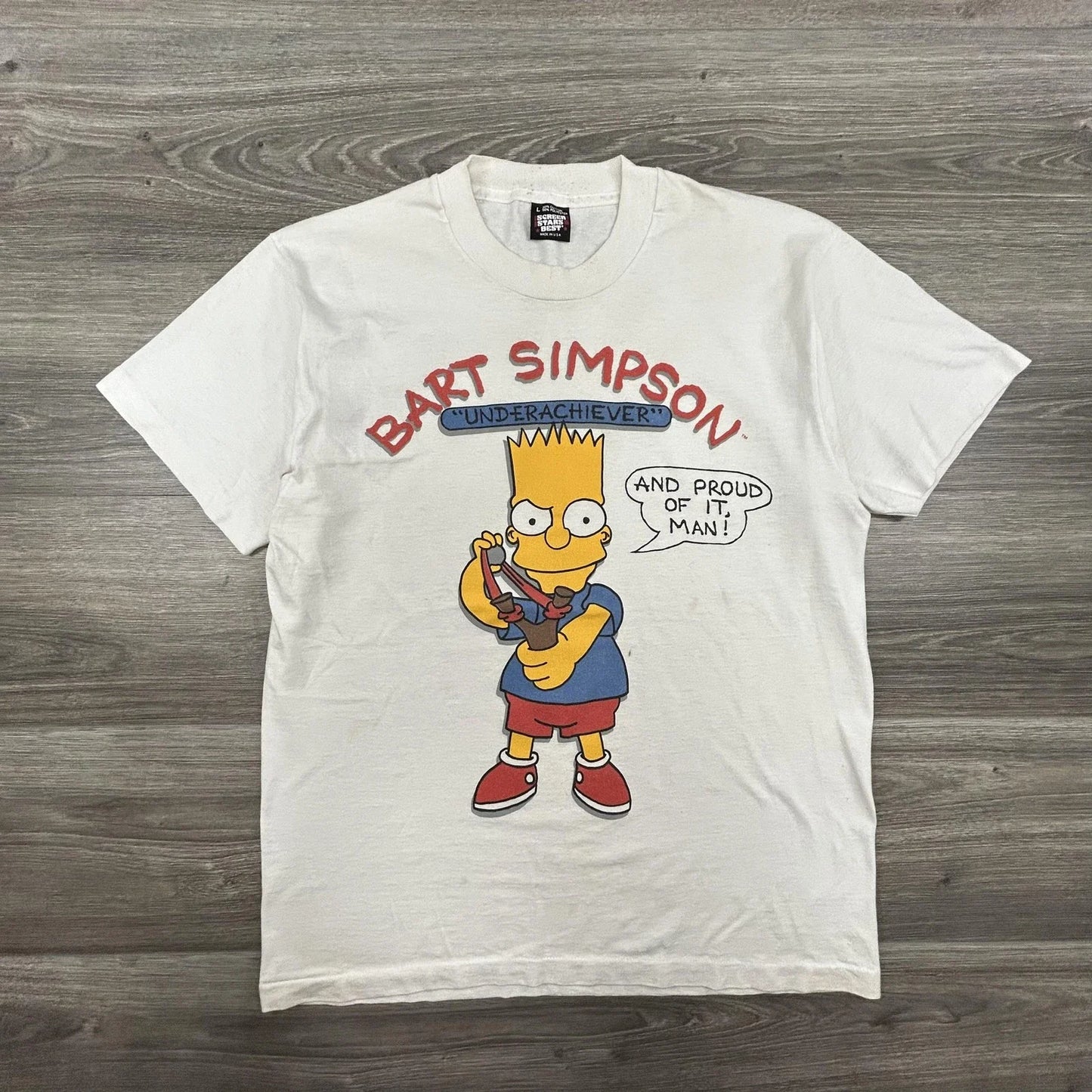 Vintage Bart Simpson Shirt Mens Large White Underachiever Graphic Tee 90s USA Unisex T-shirt, Sweatshirt, Hoodie, Long Sleeve Tee - T-Shirt, Sweatshirt, Hoodie