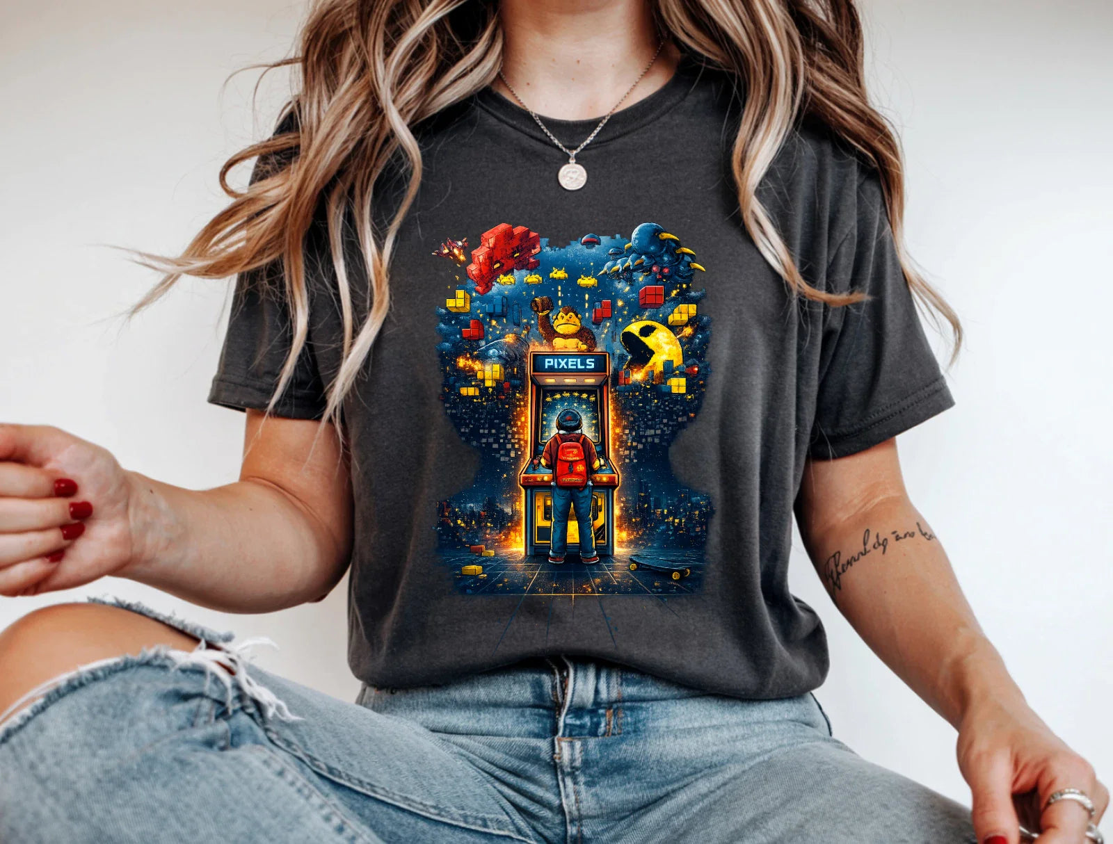 Retro Arcade Gamer T-Shirt Pixel Gaming Nostalgia Video Game Classic Tee Unisex T-shirt, Sweatshirt, Hoodie, Long Sleeve Tee - T-Shirt, Sweatshirt, Hoodie