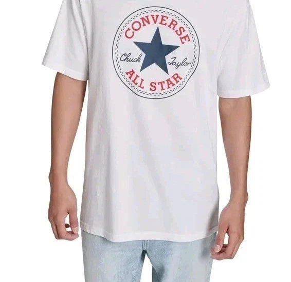 New! Converse Men's Blue Logo Tee Relaxed Fit Printed Graphics White Size Medium Unisex T-shirt, Sweatshirt, Hoodie, Long Sleeve Tee - T-Shirt, Sweatshirt, Hoodie