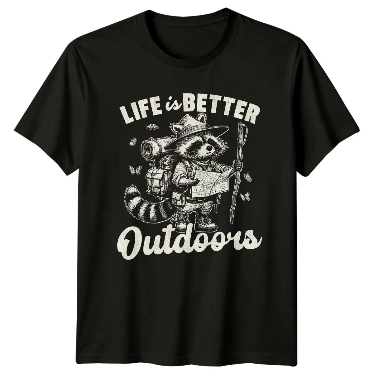 Life Is Better Outdoors T-Shirt Raccoon Backpacking Hiking Unisex T-shirt, Sweatshirt, Hoodie, Long Sleeve Tee - T-Shirt, Sweatshirt, Hoodie