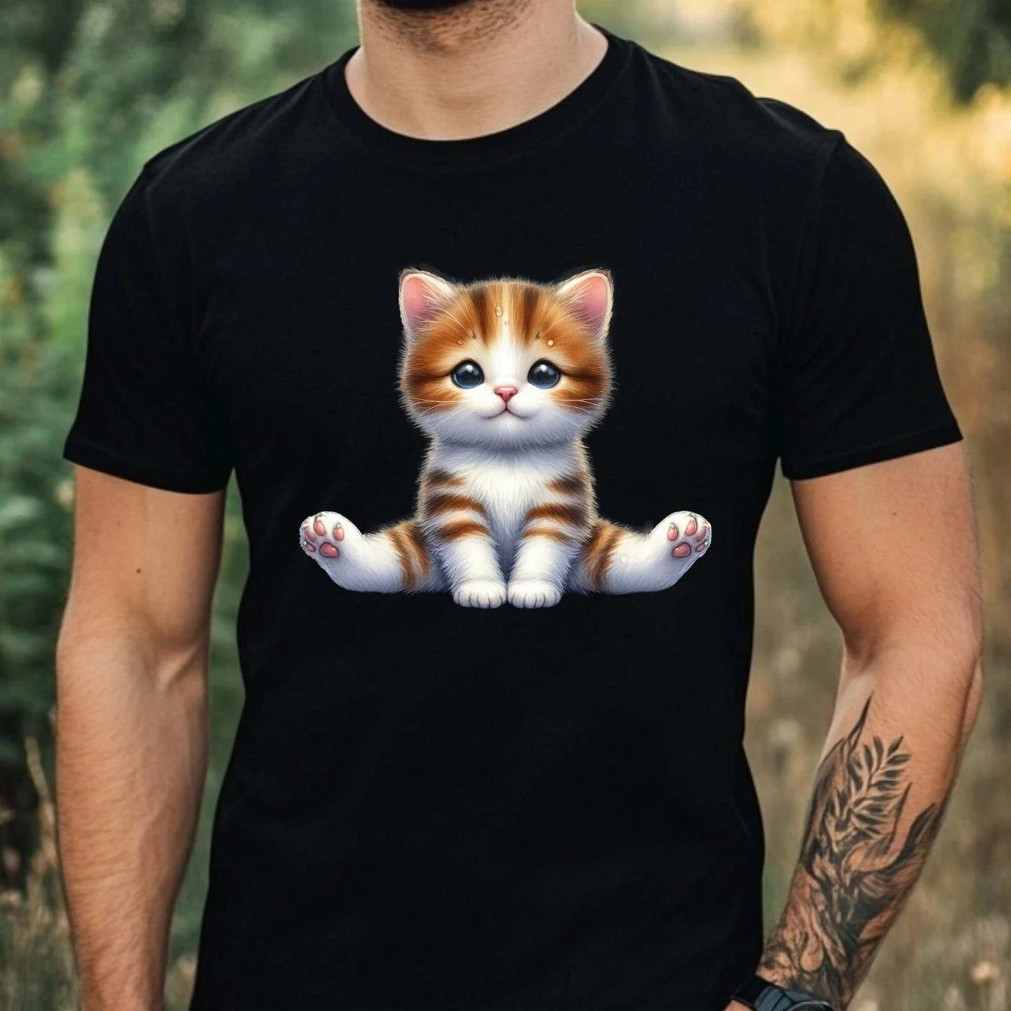 Mens Cat Yoga Print Cotton T-Shirt Size XS to 5XL Unisex T-shirt, Sweatshirt, Hoodie, Long Sleeve Tee - T-Shirt, Sweatshirt, Hoodie
