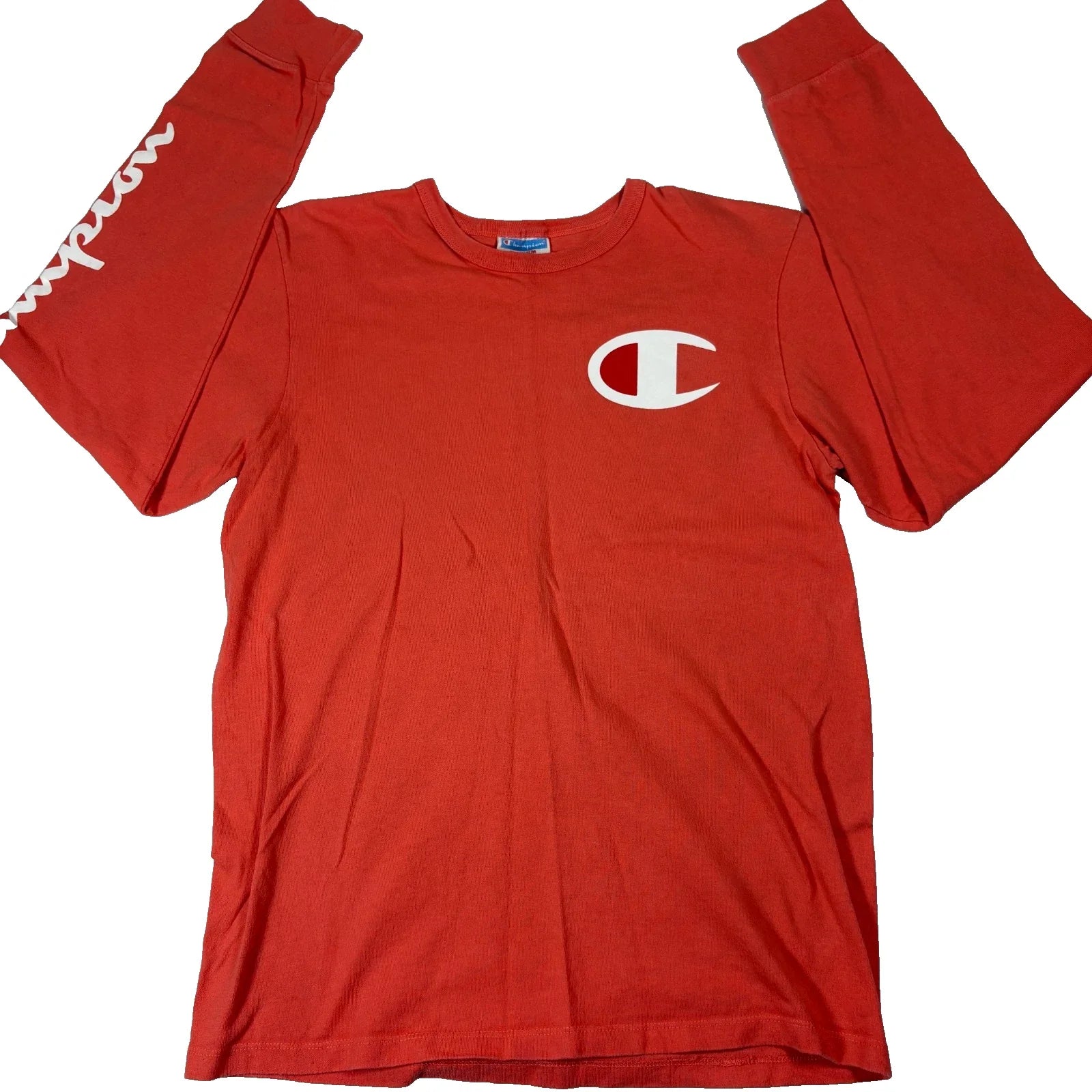 Champion Men Long Sleeve T Shirt Size M Red Logo Spellout Graphic Tee Y2K Street Unisex T-shirt, Sweatshirt, Hoodie, Long Sleeve Tee - T-Shirt, Sweatshirt, Hoodie