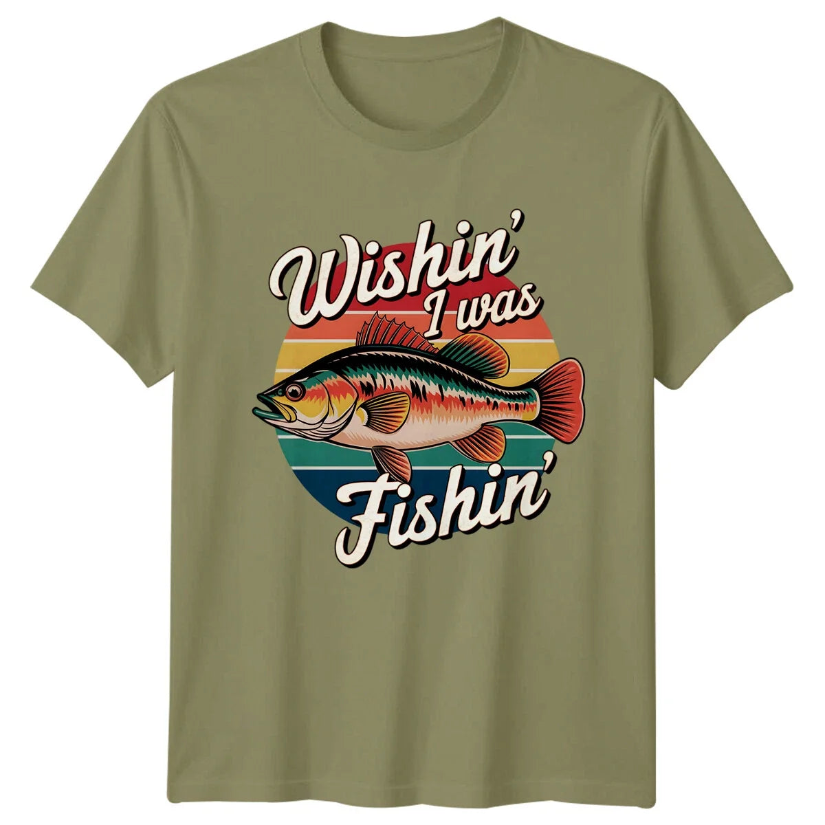 Wishin I Was Fishin Mens T-Shirt Fishing Hobbies Graphic Tee Unisex T-shirt, Sweatshirt, Hoodie, Long Sleeve Tee - T-Shirt, Sweatshirt, Hoodie
