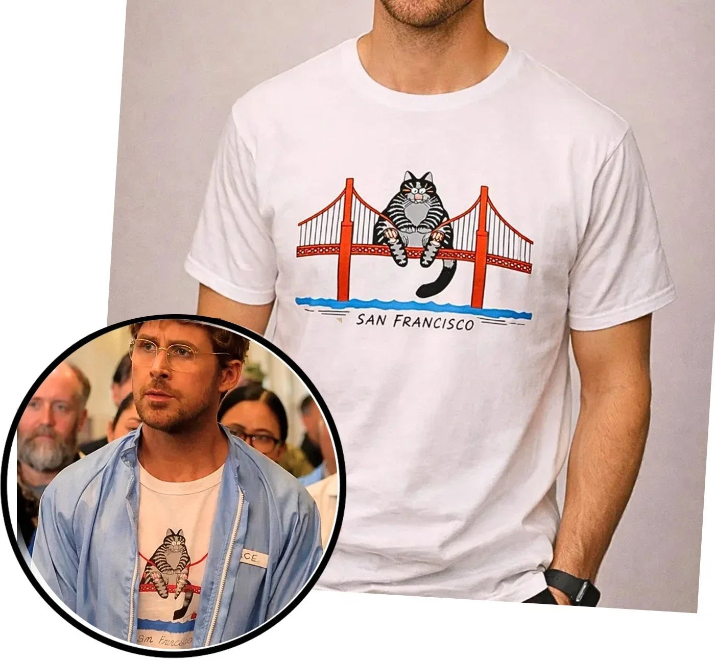 Ryan Gosling Cat Shirt, Golden Gate Bridge Cat, Hail Mary, Project, Unisex T-shirt, Sweatshirt, Hoodie, Long Sleeve Tee - T-Shirt, Sweatshirt, Hoodie